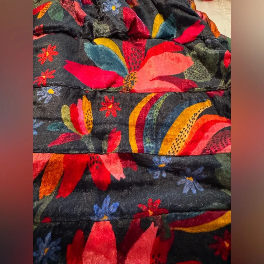 Farm Rio mini dress made from plush velvet printed with array of colorful blooms - Picture 10 of 12